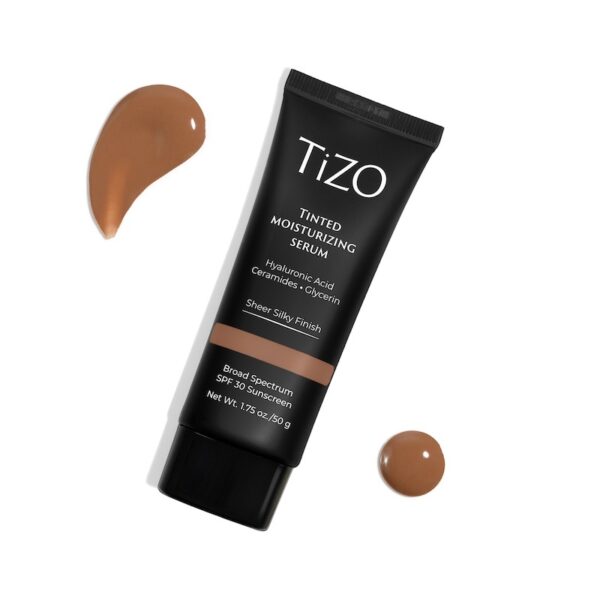 product in a luxe black bottle with product smeared to show consistency and color